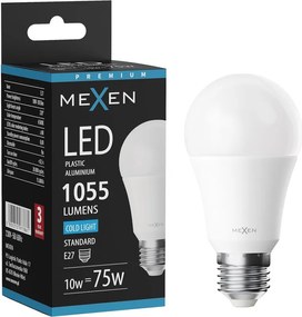 Mexen Nova, LED žiarovka E27, A60, 10W, studená - 6500K, 1055 lm - L100-E27-1065-01