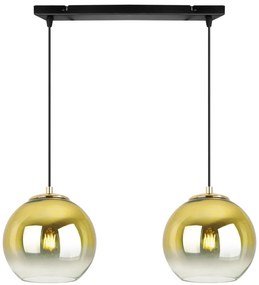 Závesné svietidlo Bergen Gold, 2x zlaté/transparentné sklenené tienidlo (fi 15cm)