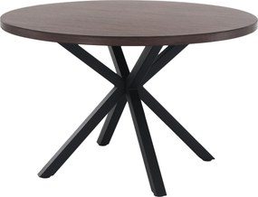Jedálenský stôl, tmavý dub/čierna, priemer 120 cm, MEDOR