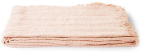 Lososový ľanový obrus so jemnými strapcami Chavier - 140*220cm