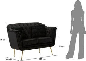 Čierna zamatová pohovka 130 cm Budapest – Mauro Ferretti