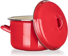Smaltovaný hrniec s pokrievkou Red MILTON 3,4 l