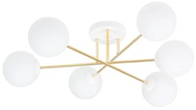 Luster na tyči MAGNUM 6xE14/10W/230V biela/zlatá