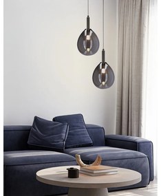 Sivé LED závesné svietidlo so skleneným tienidlom Lukka – Candellux Lighting