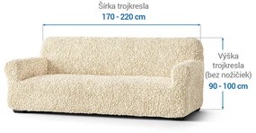 Bielastické poťahy FUCO biobavlna smotanové trojkreslo (š. 170 - 220 cm)