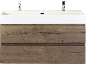 Kúpeľňový nábytkový set Maxx XL 120 cm s keramickým umývadlom 2 otvormi na kohúty Tabacco