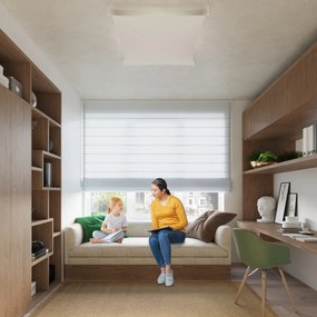 Stropné svietidlo Luna, 1x biele textilné tienidlo, (140 cm)