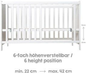Biela prístavná postieľka 60x120 cm Hamburg – Roba