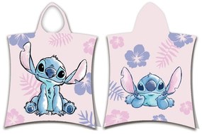 DETSKÝ BAVLNENÝ PONČO UTERÁK S KAPUCŇOU LILO AND STITCH 50X115 CM VZOROVANÁ