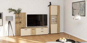 Obývacia stena Gatwick, dub artisan/kašmírová béžová, s osvetlením