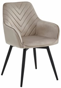 Jedálenská otočná stolička NANA360 zamatová, tmavobéžová (čierne nohy)