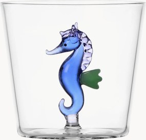 Ručne vyrobený sklenený pohár Seahorse Blue Marine Garden, by Alessandra Baldereschi