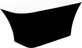 Besco Voľne stojaca vaňa z liateho mramoru Assos BW 160x70 BESCO-Typ výpuste: Click-Clack s horným čistením, čierna, BESCO-Rozmery: 160x70, BESCO-Far…