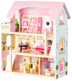 EcoToys Drevený domček pre bábiky + nábytok