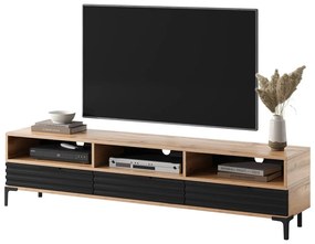TV skrinka/stolík Ricko 3D (s osvetlením) (dub prírodný + čierna). Vlastná spoľahlivá doprava až k Vám domov. 1098753
