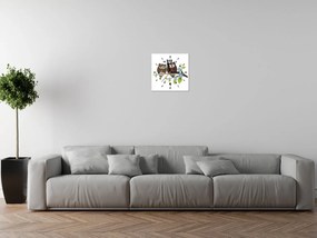 Gario Obraz s hodinami Hnedé sovičky na konári Rozmery: 30 x 30 cm
