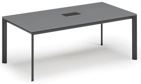 Rokovací stôl PRIMO INVITATION, 240x120 cm, grafit + stolná zásuvka TYP III, čierna