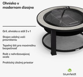 Blumfeldt Merano Circolo 3 v 1, ohnisko s funkciou grilu, dá sa použiť ako stôl, priemer 87 cm