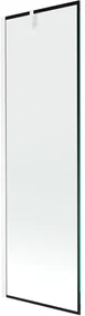 Mexen Next, vaňová zástena 1-krídlová 60 x 150 cm, fixné krídlo, 6 mm číre sklo s čiernym vzorom, biely profil, 895-060-000-00-70-20