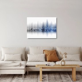 Sklenený obraz - Panoráma mesta, modro-šedé (70x50 cm)