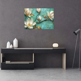 Sklenený obraz - 3D magnólia (70x50 cm)