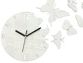 3D nalepovacie hodiny Butterflies biele