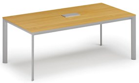 Rokovací stôl PRIMO INVITATION, 240x120 cm, buk + stolná zásuvka TYP I, strieborná