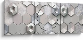 Obraz 3D abstrakcie (s hodinami) (90x30 cm)