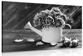 Obraz ruže v krhličke v čiernobielom prevedení Varianta: 60x40