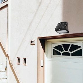 Exteriérové solárne nástenné LED svietidlo Butterfly, 1x LED 6,8w, čierna, pohybový senzor