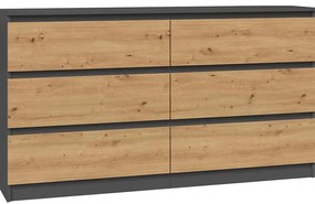 Komoda 140 Cm 6S M6 Malwa AntracitArtIsan