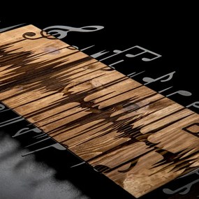 Nástenná dekorácia 90x47 cm noty drevo/kov