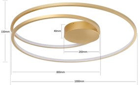 Brilagi-LED Stmievateľné stropné svietidlo TWISTER LED/105W/230V pr. 100 cm zlaté+DO