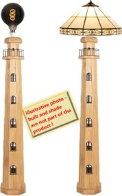 Rustikal stojaca lampa drevená MAJÁK BEIGE 140cm, 4,9KG