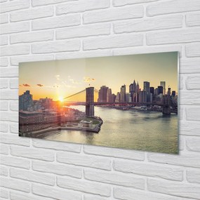 Obraz na akrylátovom skle Bridge river svitania 125x50 cm