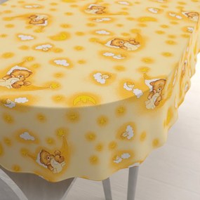 Biante Detský bavlnený oválny obrus Sandra SA-727 Spiace medvedíky na žltooranžovom 60x100 cm