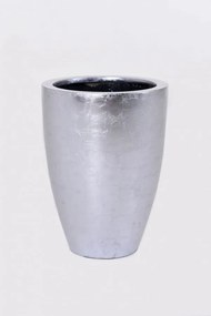 Kvetináč OPALA, sklolaminát, výška 44 cm, strieborný lesk