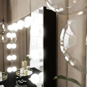 KOZMETICKÉ ZRKADLO VALENTINA ELITE ČIERNE 80 x 65 cm