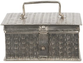Strieborný kovový úložný box Marcelon - 21 * 14 * 11 cm