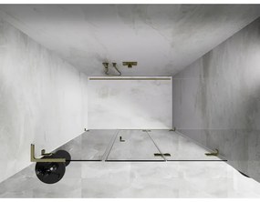 Mexen Lunar-F, L pravé skladacie sprchové dvere 140 cm, číre sklo, zlatý profil, 836SL-140-050-50-00-P