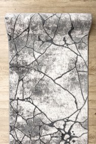 Moderný behúň COZY 8873 Cracks, prasknutý betón - Štrukturálny, dve vrstvy  rúna tmavosivá
