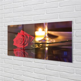 Nástenný panel  Rose sviečka sklo 100x50 cm