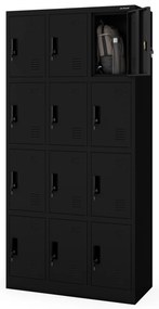 Kovová BHP raňajková skrinka MARCIN, 900 x 1850 x 400 mm, čierna