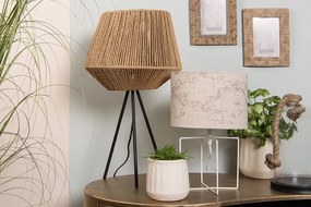 Biela stolná lampa s béžovým tienidlom - Ø 22*34 cm E27/max 1*60W