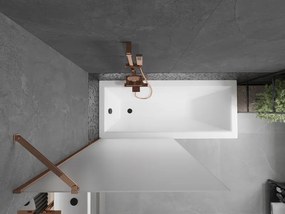 Mexen Next, vaňová zástena 1-krídlová 90 x 150 cm, fixné krídlo, 6 mm námraza sklo, ružové zlato profil, 895-090-000-00-30-60