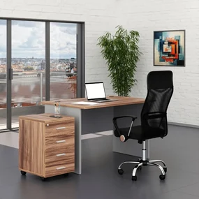 Zostava kancelárskeho nábytku SimpleOffice 1, 120 cm, orech vlašský / sivá