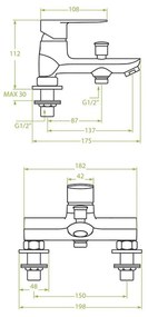 Laveo Appia, vaňová/sprchová batéria na vaňu, h-112, chrómová, LAV- BLP_015D