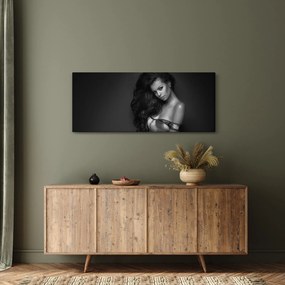 Obraz - Čiernobiely portrét zvodnej ženy (120x50 cm)