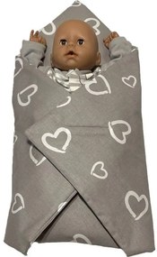SDS Rýchlozavinovačka pre bábiky Srdiečka sivá Bavlna, výplň: Polyester, 1x 60x60 cm