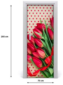 Samolepiace fototapety na dvere červené tulipány 75x205 cm